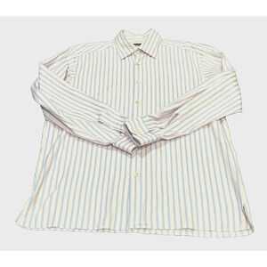 Ermenegildo Zegna Pink Blue Striped Cotton Dress Shirt XL